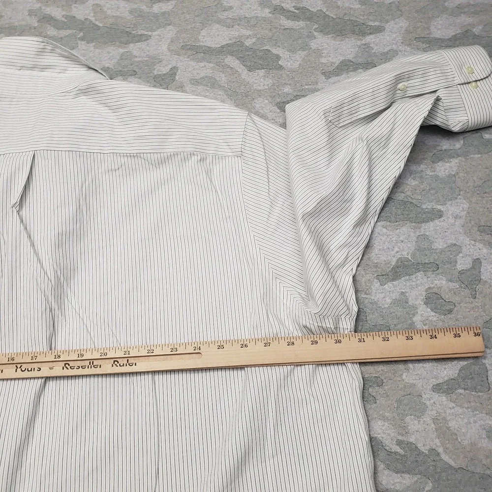 Brooks Brothers Shirt Mens 20 Beige‎ Pockets Long Sleeve Button-Up Striped